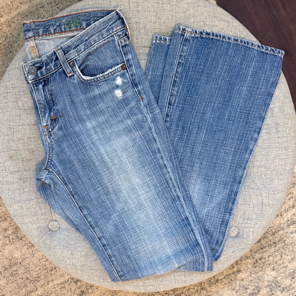 J Crew High Rise Wide leg Bootcut Jeans Size 28 Light Wash SOFT 100% Cotton💎USA - Picture 6 of 7